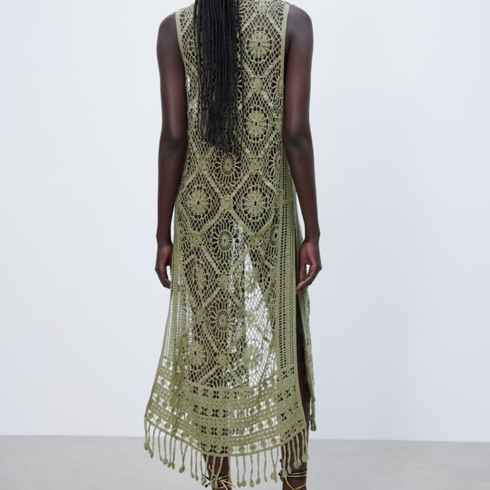 Zara LONG CROCHET WAISTCOAT